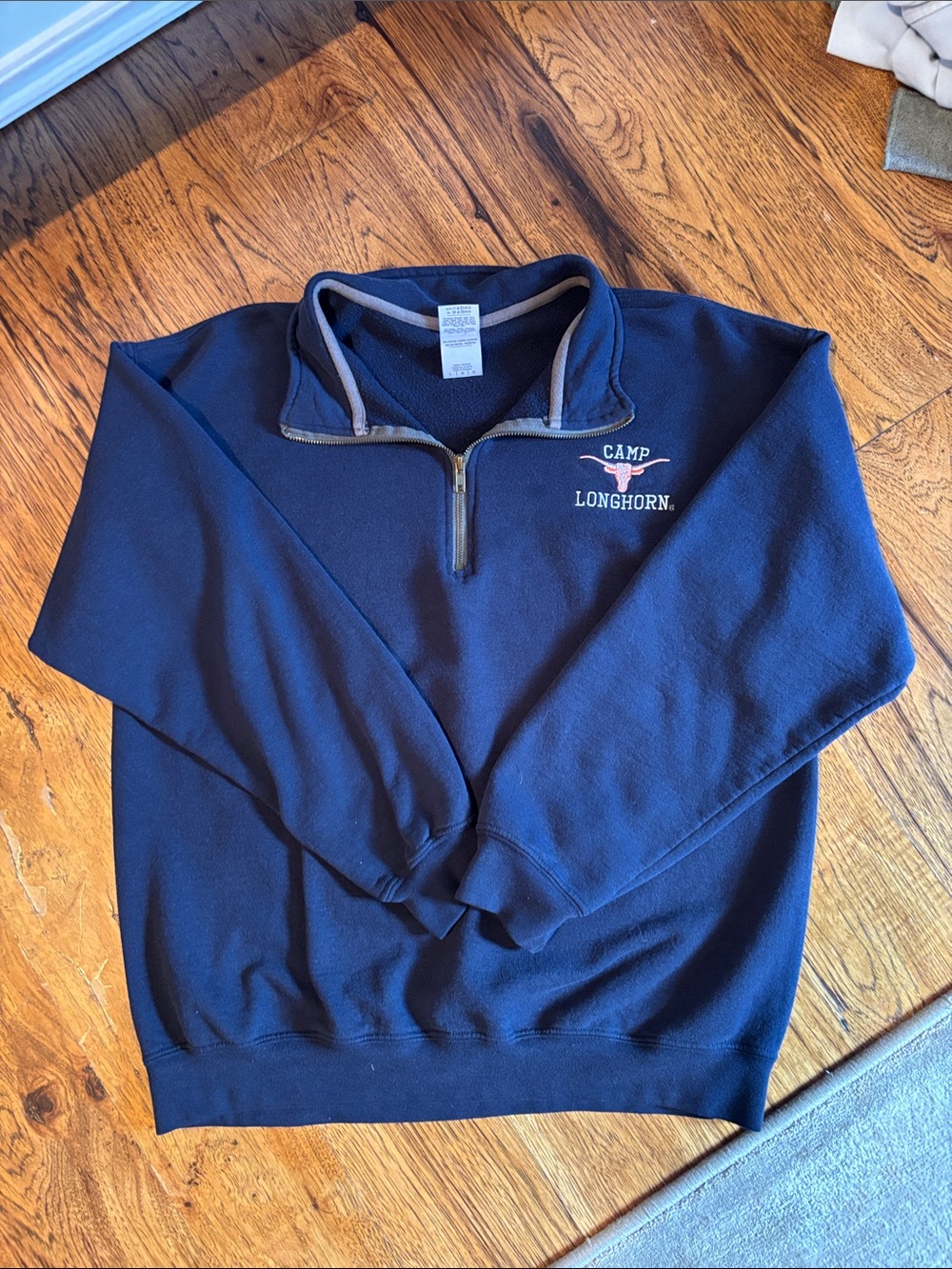 Camp Longhorn Large Navy Quarter-Zip Sweatshirt